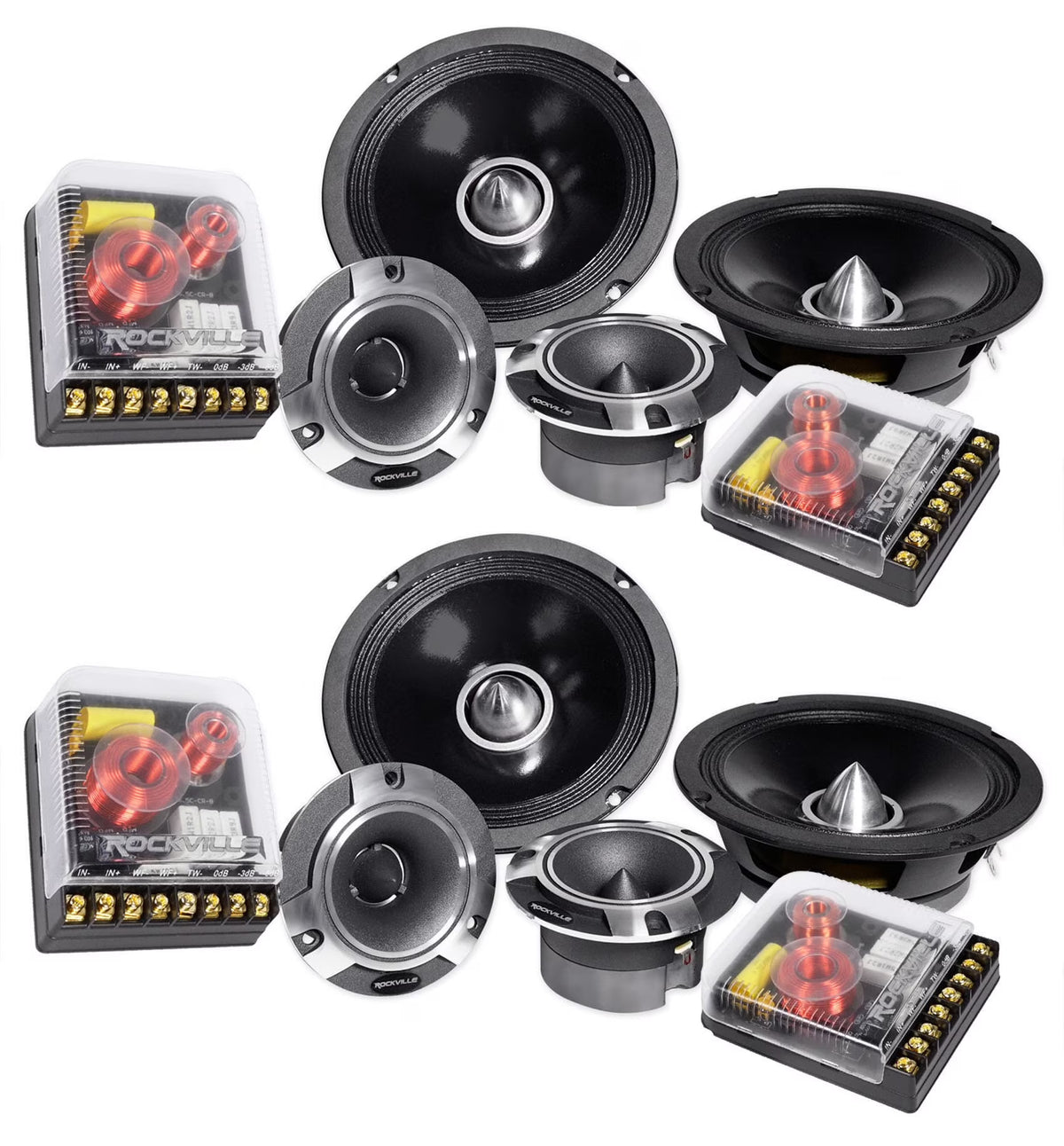 2) Pairs Rockville X6.5C Competition 6.5" 1000 Watt Component Car Audio Speakers