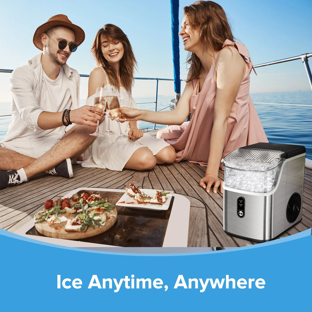 Auseo Nugget Ice Maker Countertop, Pebble Ice Maker Machine with 35 lb/24H Soft Ice, Self - Cleaning, for Home/Kitchen/Office (Black)