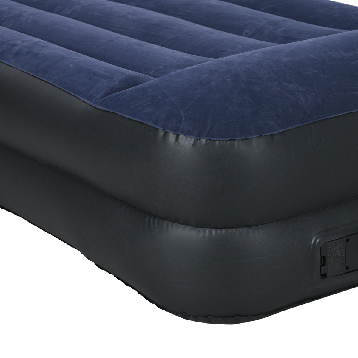 Outsunny Campingmatratze für 2 Personen, aufblasbar, eingebaute Pumpe, Tragetasche, 203 x 152 x 46 cm, Dunkelblau/Schwarz