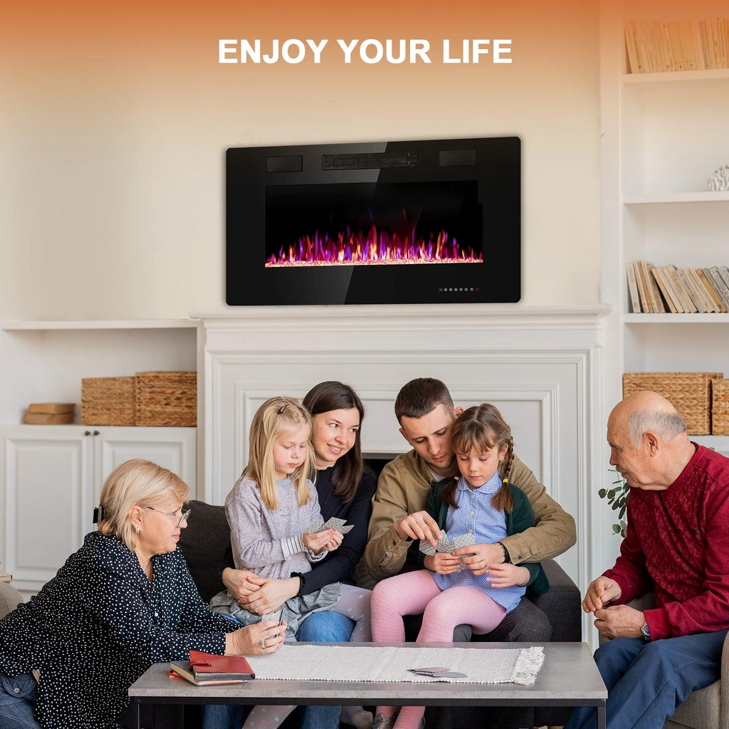 KISSAIR 60 Indoor Electric Fireplace Ultra Thin Fireplace, Wall Mounted Recessed Fireplace with Multiple Colors