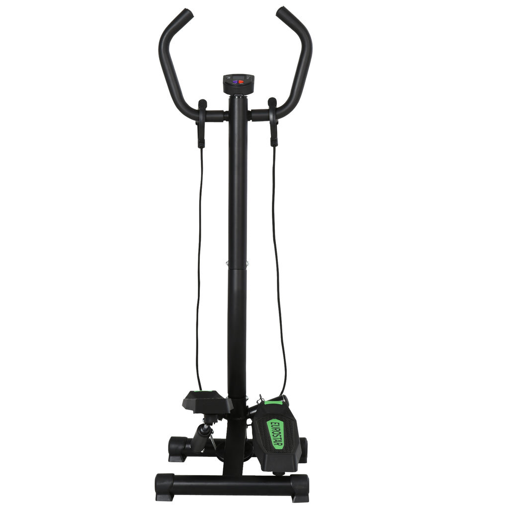 HOMCOM Stepper Sidestepper mit Haltegriff Trainingsbänder Heimtrainer LCD Display Stahl