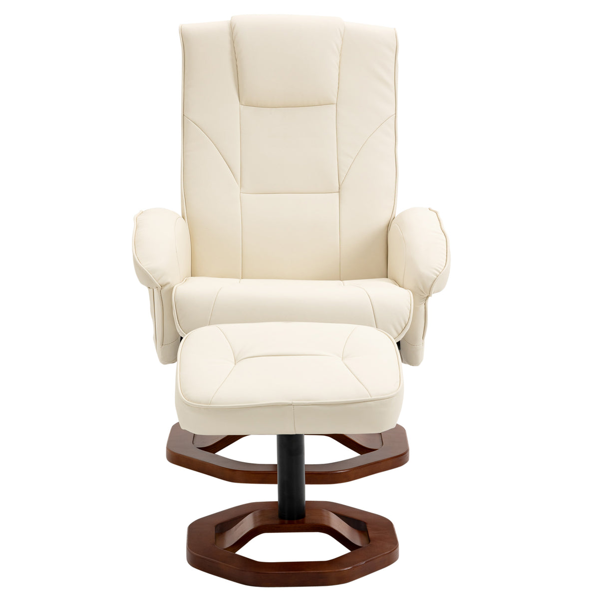 HOMCOM Massagesessel, mit Fußhocker, 10 Massagepunkte, Liegefunktion, drehbarer Sitz, Cremeweiß, 73 x 83 x 106cm