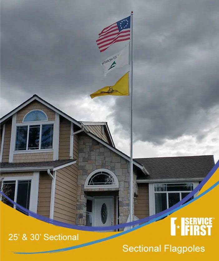 25' or 30' Delta Sectional Flagpole (Silver) 30' Sectional Flagpole Kit / No Thanks