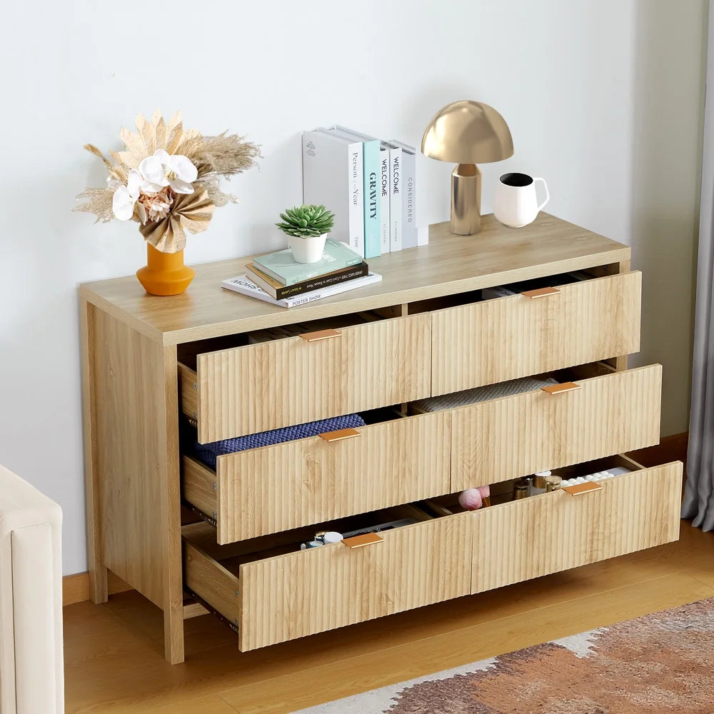 YOCWO Fluted Nightstand for Bedroom Set of 2, Wood Bedside Table Set of 2 with Drawers, Black