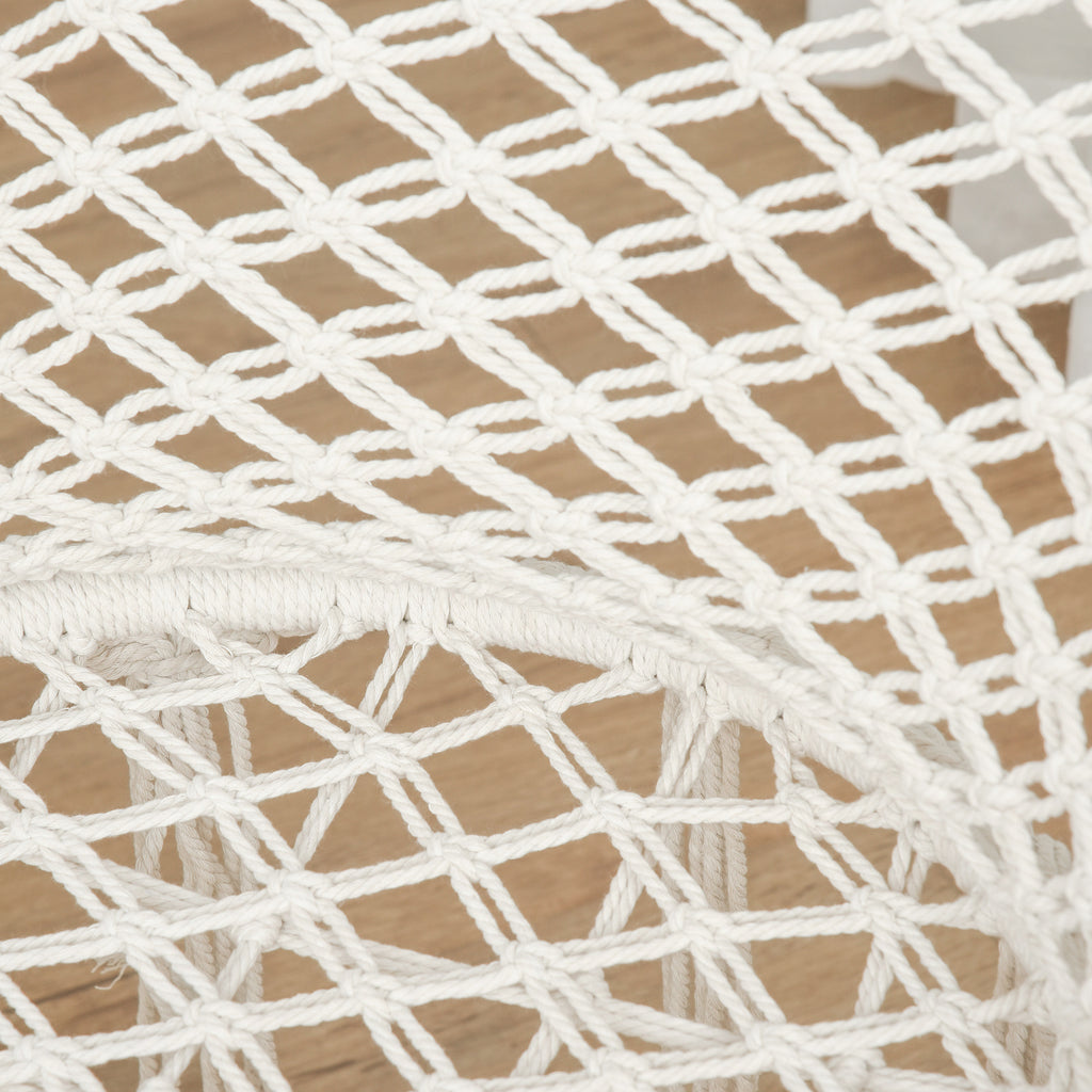 Outsunny Hängesessel runder Gartenstuhl Mond Papasan Klappbarer großer Komfort Makramee Baumwolle Polyester Beige