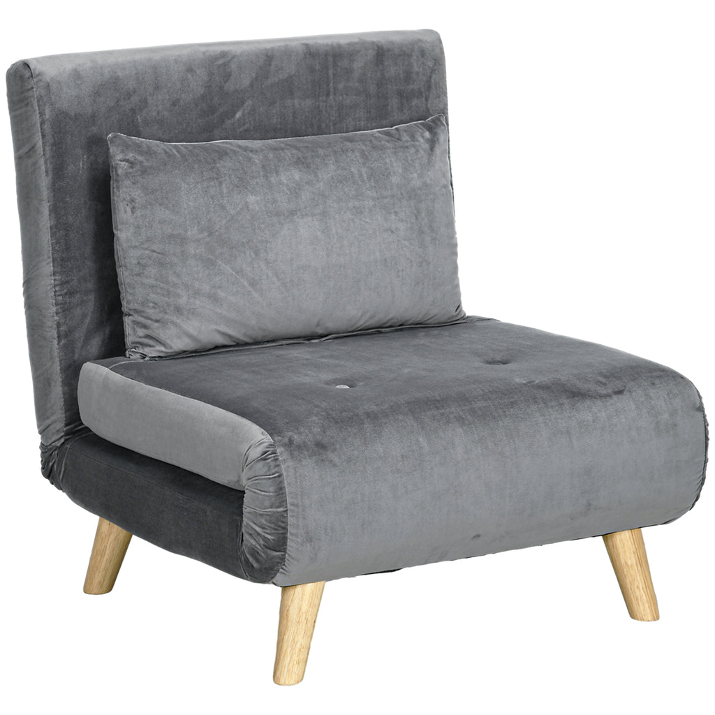 HOMCOM 2-in-1 Sessel, Relaxsessel, Gästebett, bis 150 kg, 72 cm x 78 cm x 79 cm, Grau