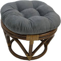 Blazing Needles 18 in. Round Solid MicroSuede Tufted Footstool Cushion, Steel Grey