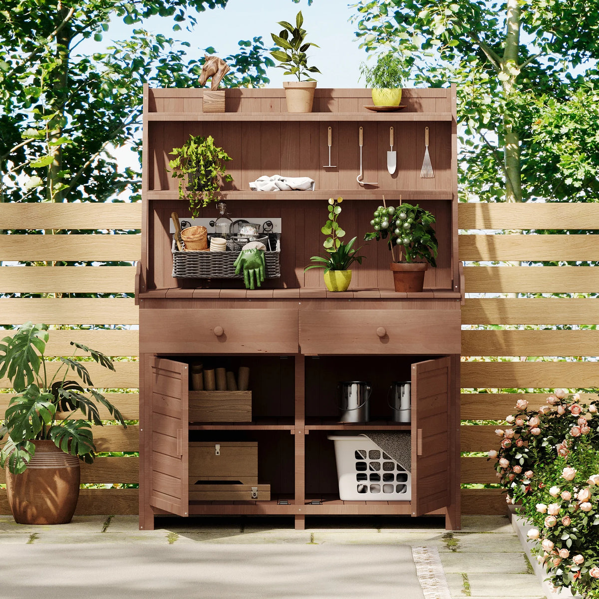Walnut Cabinet with 6 Shelves, Adjustable Glass & Mirrored Back Design Shelf Lighted Corner Curio Shelves in