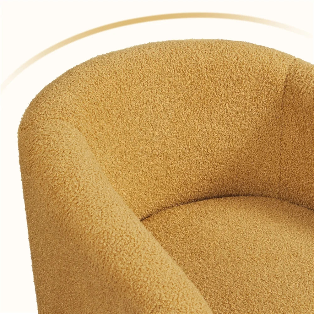 Yaheetech Upholstered Club Chair Accent Barrel Chair, Ivory
