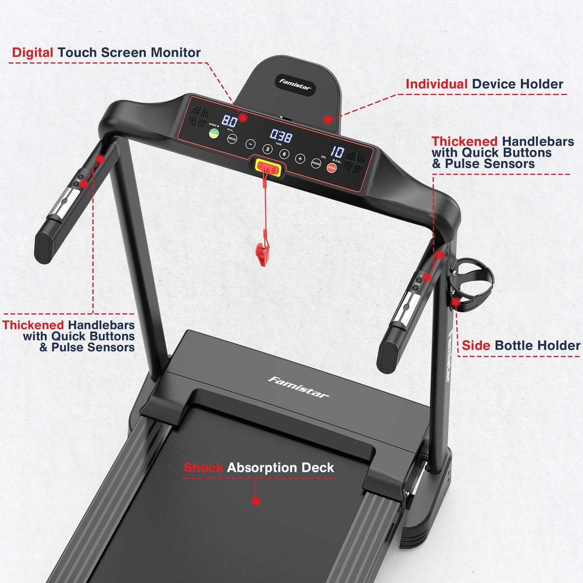 Folding Treadmill Clearance for Home with Adjustable Incline, Smart APP, 8MPH Speed, 250 lb, Hifi Bluetooth Speakers, 15 Programs 3 Modes, 3.0HP Foldable Compact Treadmill Walking Running Machine