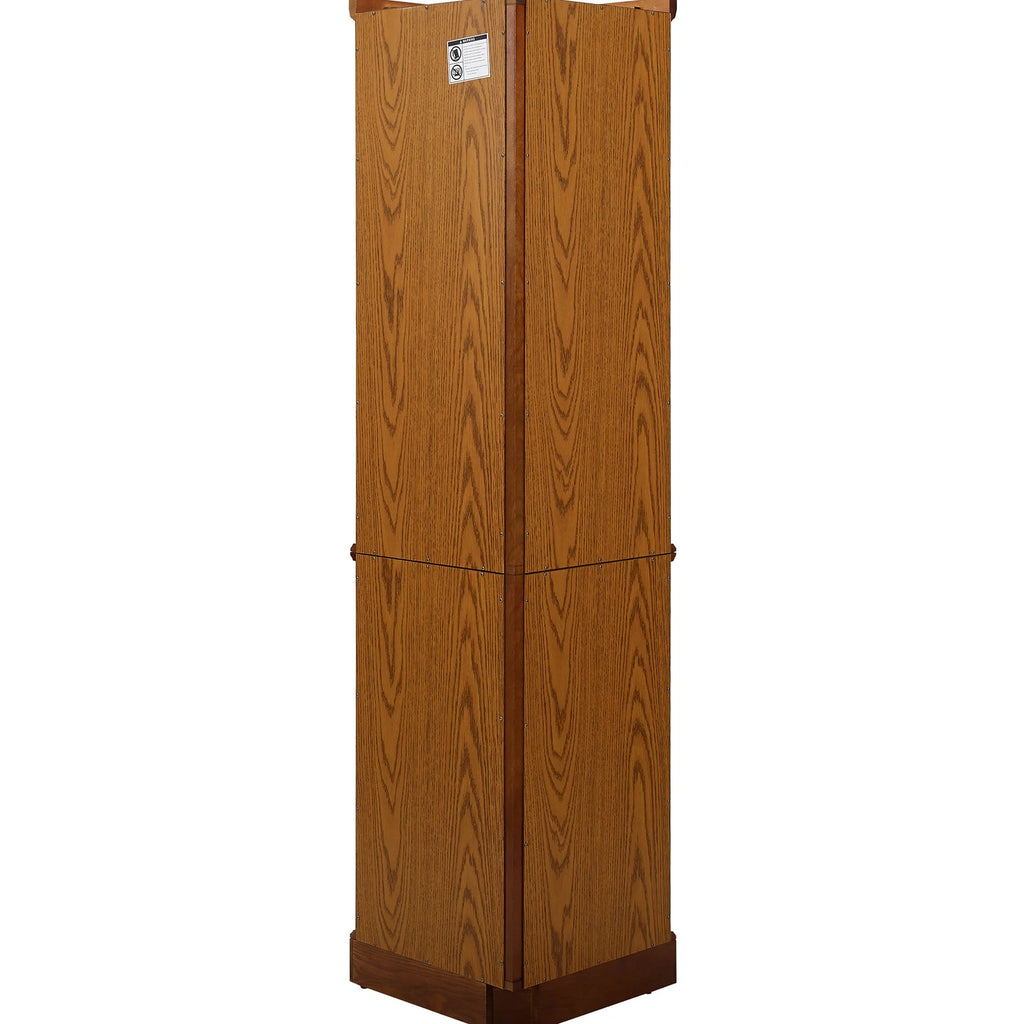 Walnut Cabinet with 6 Shelves, Adjustable Glass & Mirrored Back Design Shelf Lighted Corner Curio Shelves in