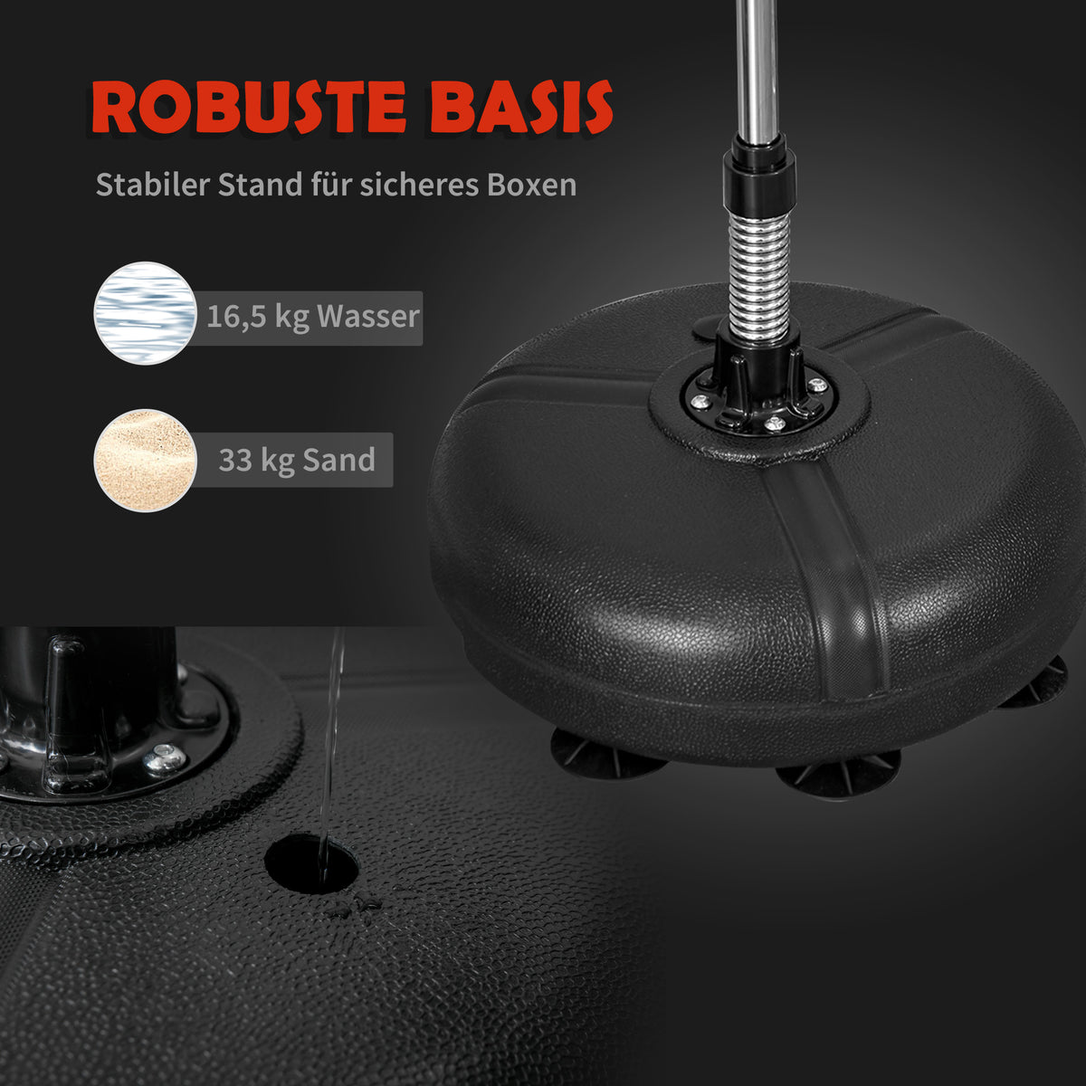HOMCOM Punchingball Set Standbox Fitness Boxsack Training Set 133-151 cm höhenverstellbar mit 1 paar Handschuhe geeignet für Profis und Anfänger Schwarz