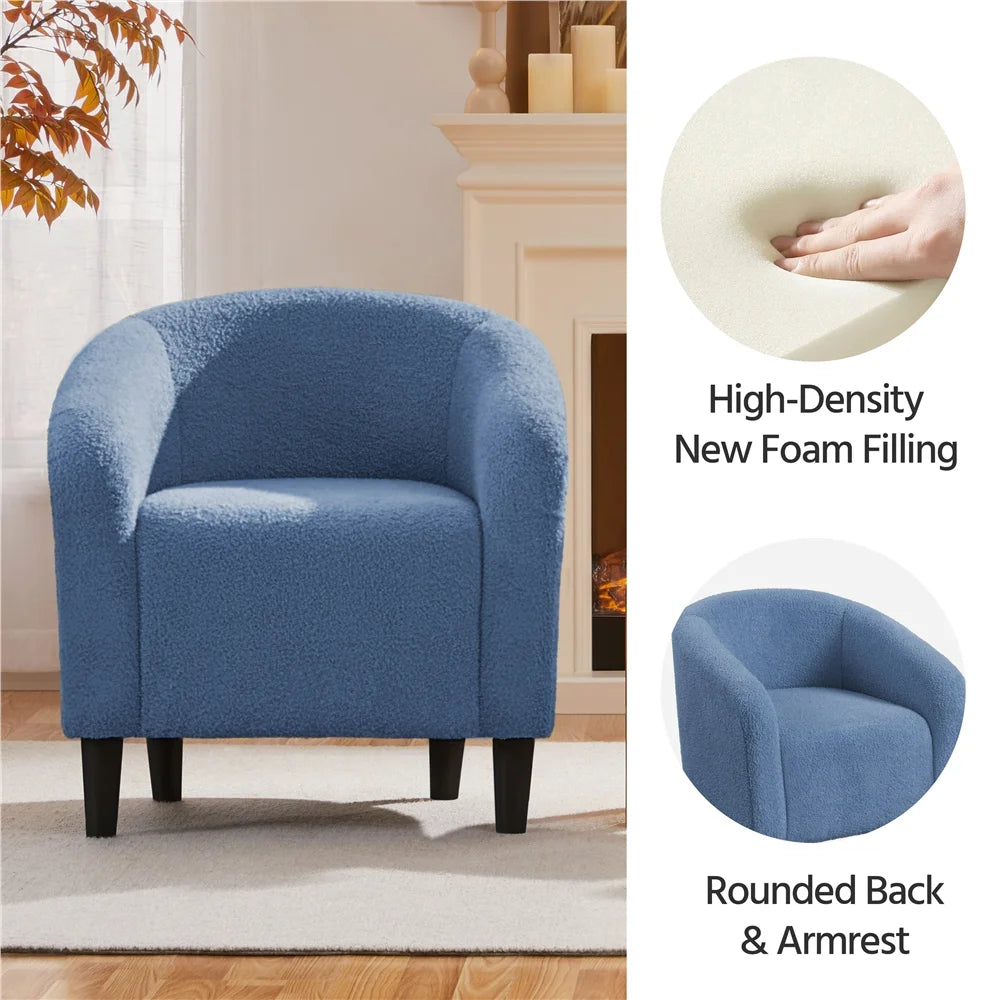 Yaheetech Upholstered Club Chair Accent Barrel Chair, Ivory