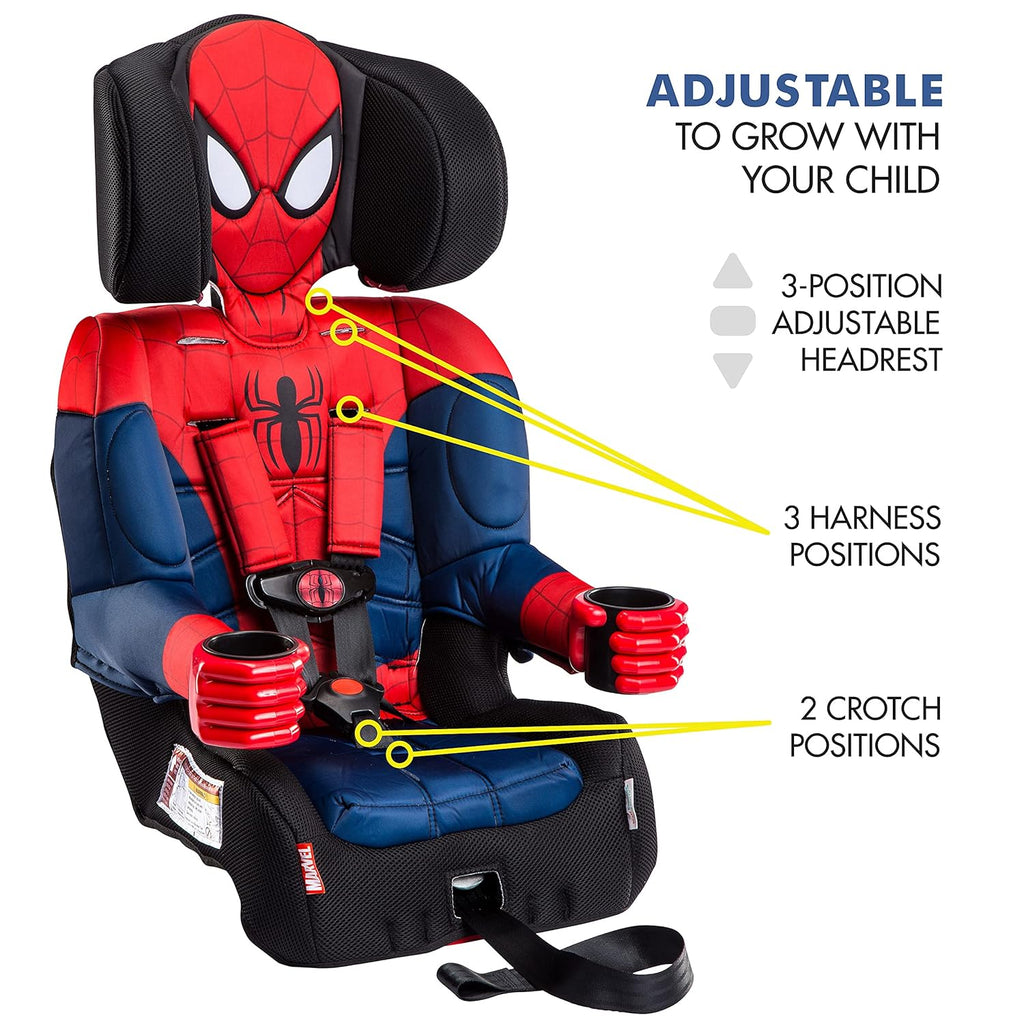 KidsEmbrace Marvel Spider-Man 2-in-1 Forward-Facing Booster Car Seat LATCH | 5-Point Harness Booster 22-65lbs converts to Belt-Positioning Booster 40-100lbs | Adjustable