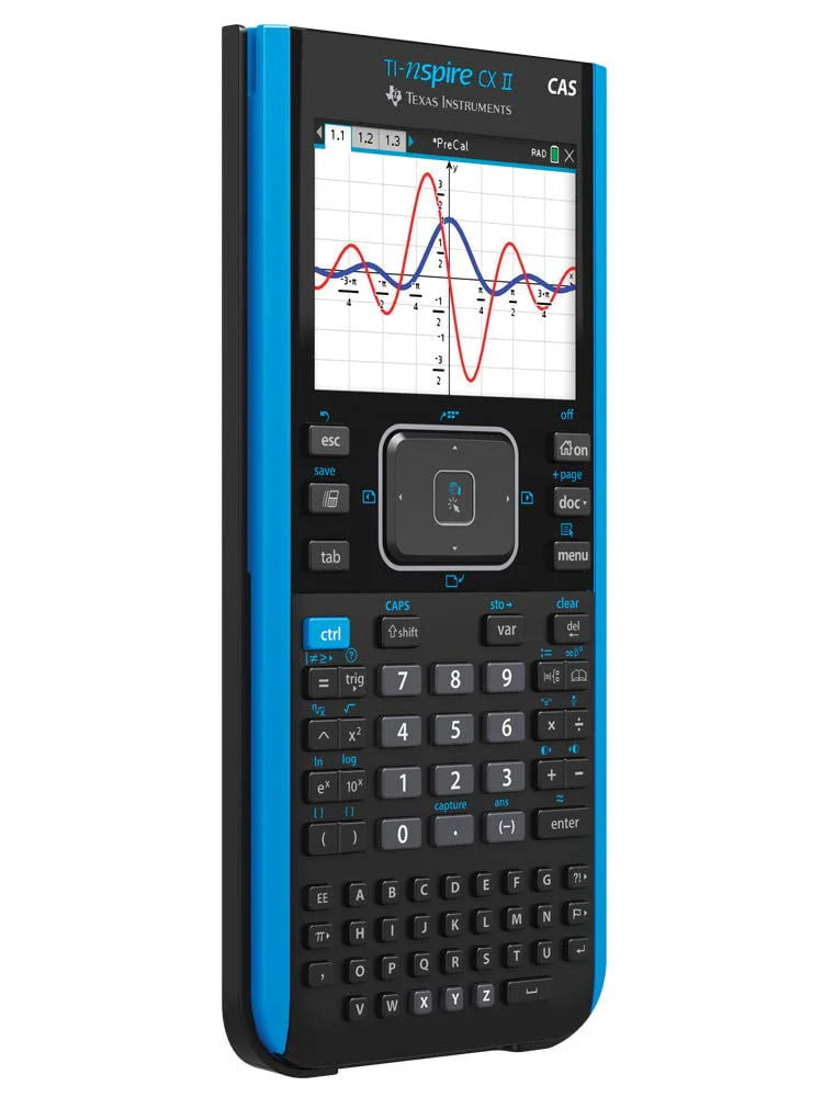 Texas Instruments TI - Nspire CX II CAS Color Graphing Calculator with Student Software (PC/Mac), Blue