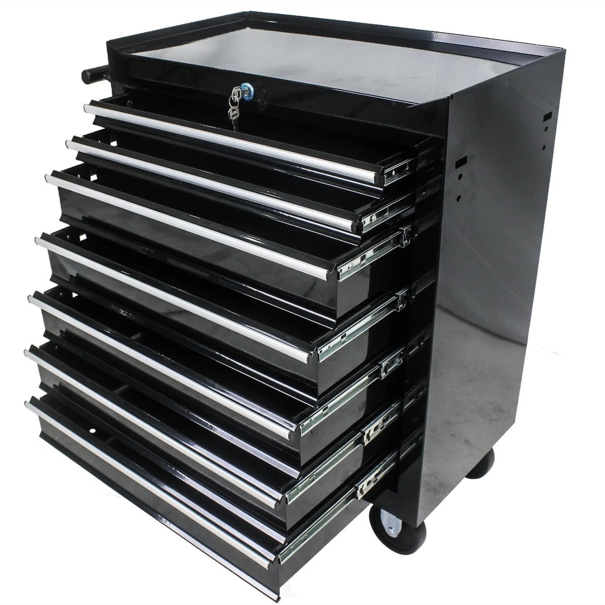 Aukfa Tool Chest, 24.5 in 7 - Drawer Steel Rolling Tool Box on Wheels for Workshop Garage, Red