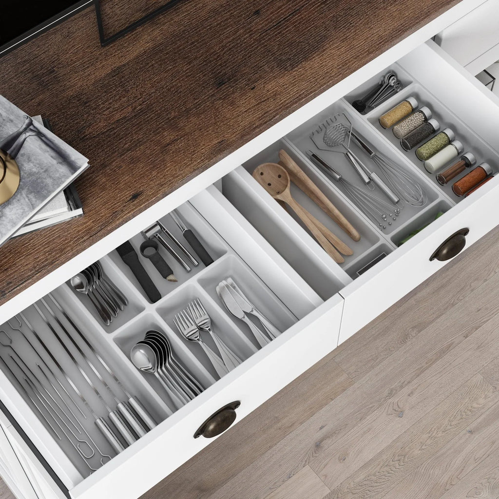 Homfa Sideboard Storage Cabinet with 3 Drawers & 3 Doors, 53.54'' Wide Buffet Cabinet for Dining Room, White