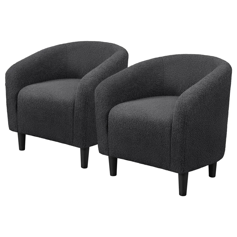 Yaheetech Upholstered Club Chair Accent Barrel Chair, Ivory