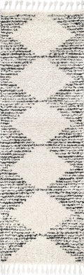nuLOOM Bria Moroccan Diamond Shag Off-White 3 ft. x 16 ft. Runner Rug