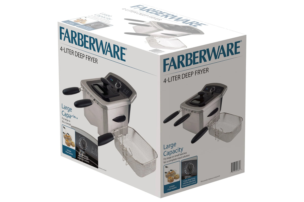 Farberware 4 L Deep Fryer, Stainless Steel, Electric, New, Model 201639