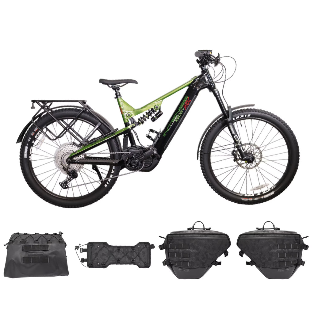 INTENSE RECON MX Adventure Adult S/M Electric Mountain Bike with Shimano Steps E7000 Motor, 11 - Speed Gears, 27.5" Wheels, DVO Suspension, 504 Wh Integrated Battery, Custom Rack and Bag Set Included
