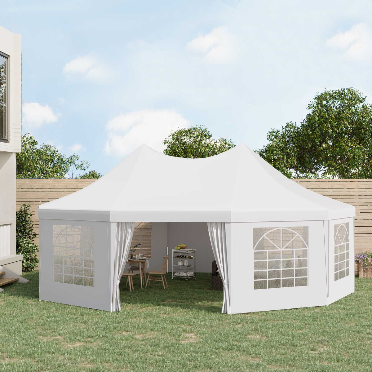Outsunny 22.3' x 16.4' White Event Outdoor Canopies, Portable
