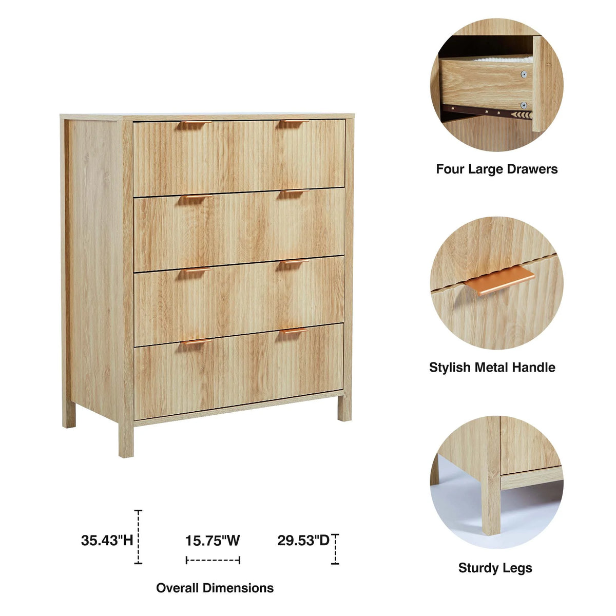 YOCWO Fluted Nightstand for Bedroom Set of 2, Wood Bedside Table Set of 2 with Drawers, Black