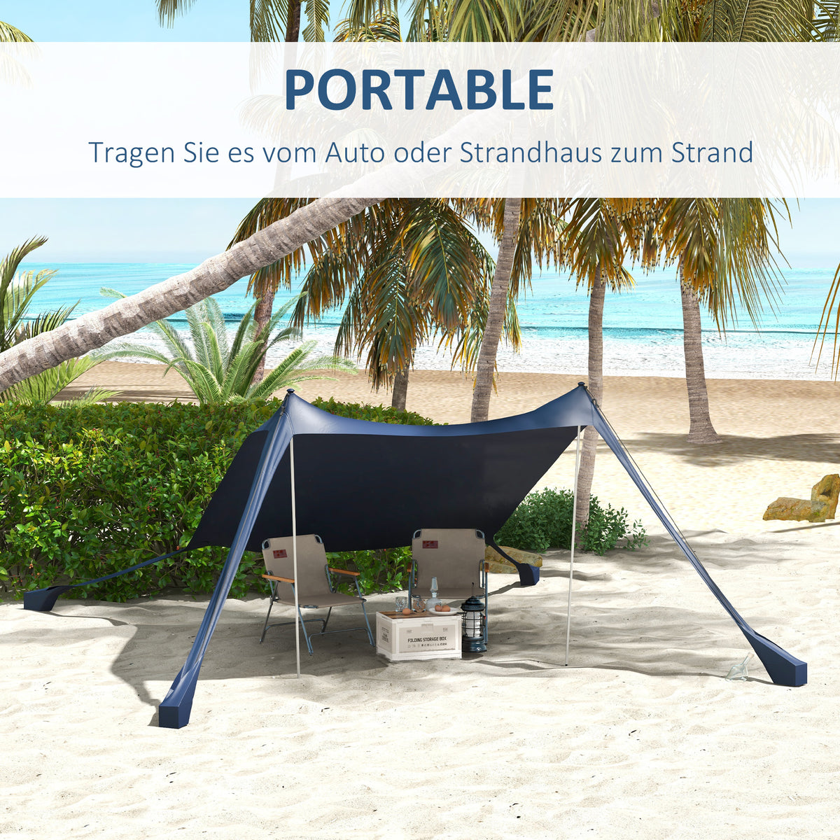 Outsunny Sonnenschutzdach Sonnensegel. wetterbeständig, Schaufel, 215 x 200 x 200 cm Schwarz