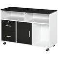 HOMCOM Druckerwagen mit Schubladen, Multifunktionsschrank für Büro und Zuhause, Schwarz und Weiß, 100x35x65cm