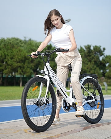 EVERCROSS Electric Bike, 26" Ebike, 500W Electric Bike for Adults, 36V Removable Battery, Max.speed 19.9MPH Electric Bicycle with LED Display, White