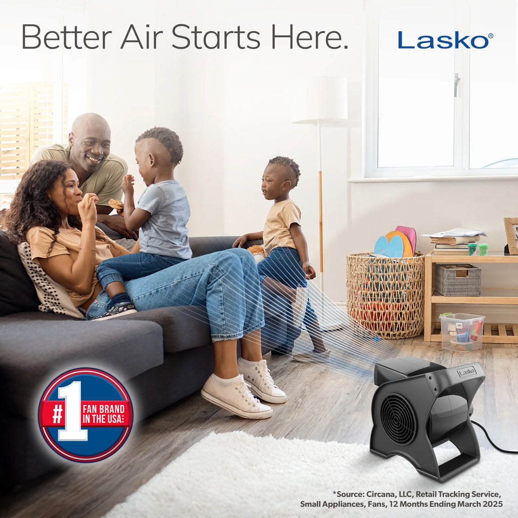 Lasko Pivoting Pro 12" 3 - Speed Rotating Head Free Standing Blower Fan, 289 CFM, Black, U12104