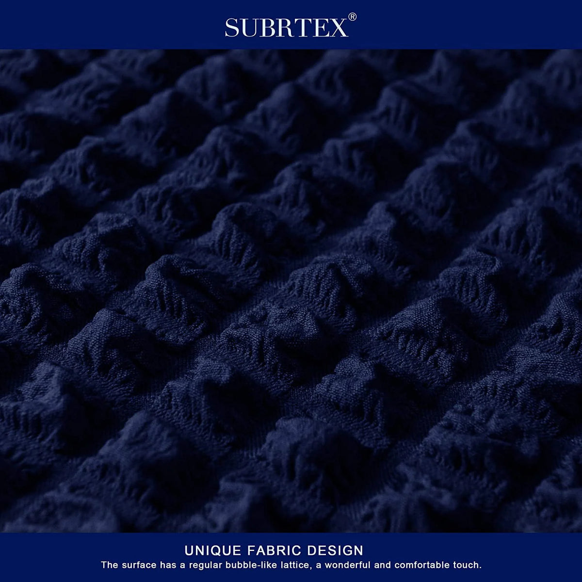 Subrtex 1 - Piece Seersucker Sofa Slipcover Skirt Stretch Couch Cover (Loveseat, Navy Blue)