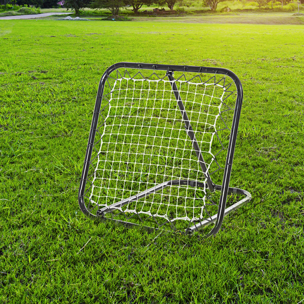 HOMCOM Rebounder für Fußball, Prellwand mit Heringen, verstellbar in 5 Stufen, tragbar, Kickback Tor, verstellbar Fußballtor für Jugendliche, Rückprallwand für Baseball Training 78x84x78cm, Weiß