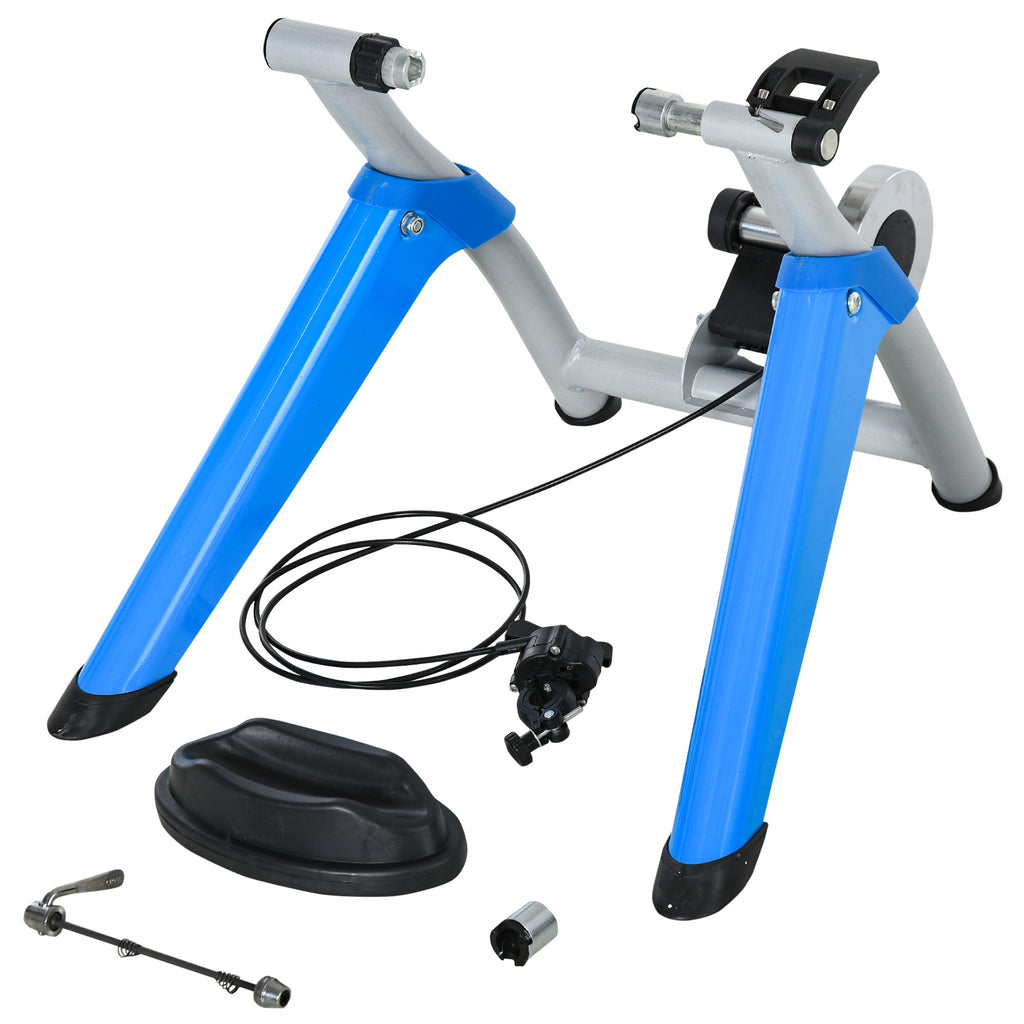 HOMCOM Rollentrainer, Radtrainer, 8 Widerstandsstufen, klappbar, für 26-29'', blau, 77 x 56 x 47,5 cm