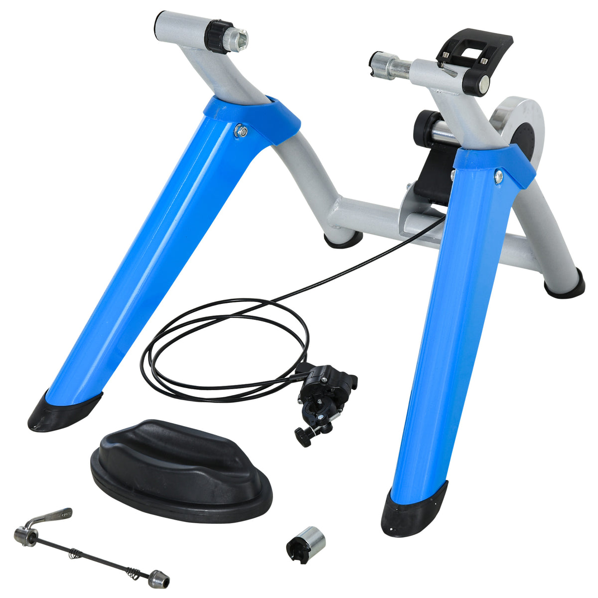 HOMCOM Rollentrainer, Radtrainer, 8 Widerstandsstufen, klappbar, für 26-29'', blau, 77 x 56 x 47,5 cm