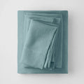 Full 100% Washed Linen Solid Sheet Set Light Teal - Casaluna