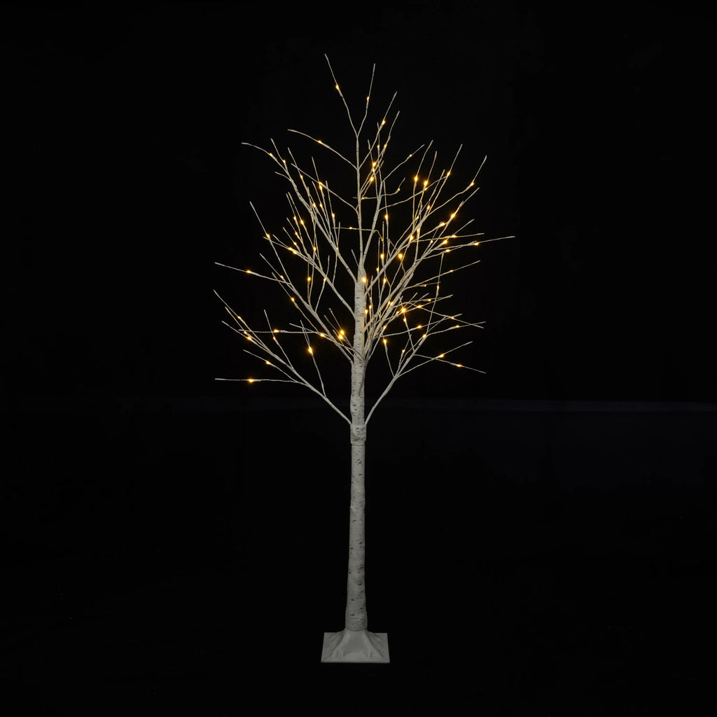 AECOJOY Set of Lighted Birch Tree, 4FT/5FT/6FT LED Artificial Tree with Warm White Lights, Christmas Tree for Decoration