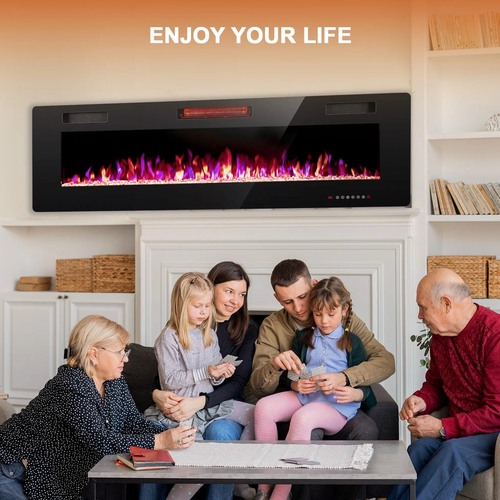 KISSAIR 60 Indoor Electric Fireplace Ultra Thin Fireplace, Wall Mounted Recessed Fireplace with Multiple Colors