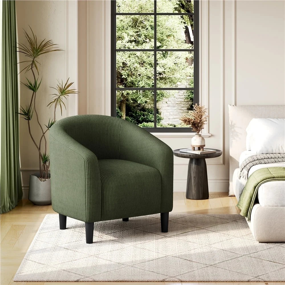 Yaheetech Upholstered Club Chair Accent Barrel Chair, Ivory