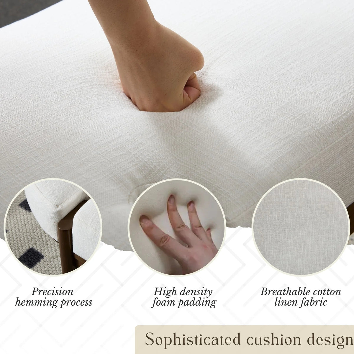 Dayalane 51" Modern Upholstered Bedroom Bench, Linen End of Bed Bench with Wooden Legs for Living Room, Entryway, Hallway Footrest, Beige