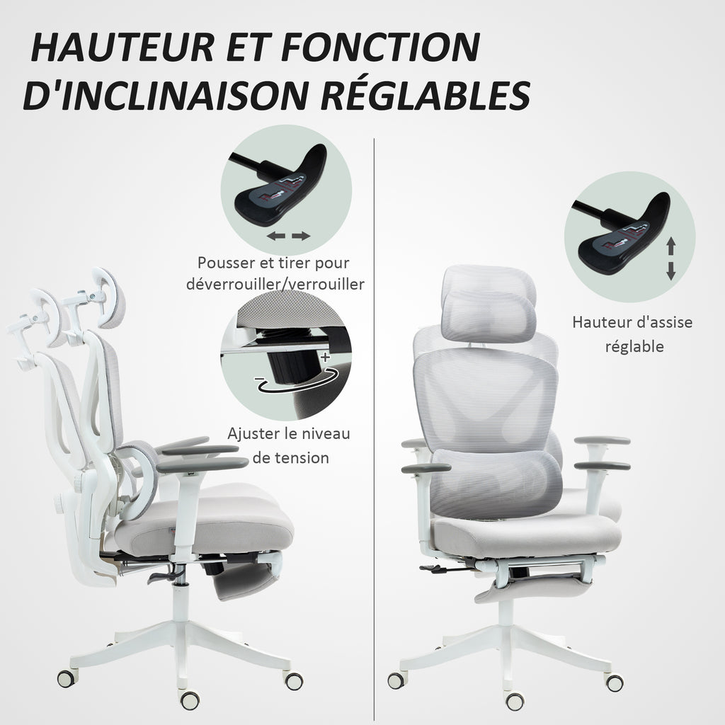 HOMCOM Bürostuhl Bürostuhl, Höhenverstellung, neigbare Rückenlehne, drehbares Kopfstützen, 71x70x119cm, Schwarz
