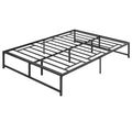HOMCOM Bettgestell Doppelbett 140 x 190 cm, Doppelbett für 2 Personen aus Stahl, Höhe 31 cm mit Stauraum, Lattenrost, schwarz