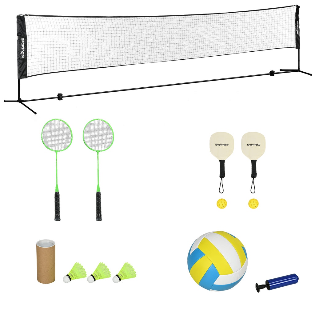 SPORTNOW Komplettset für Badminton, Pickleball und Volleyball, 3 in 1, Outdoor-Sportspiele mit höhenverstellbarem Netz