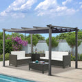 Ulax Furnitiure 10ft x 13ft Patio Aluminum Pergola with UV-Proof Canopy Navy, Blue