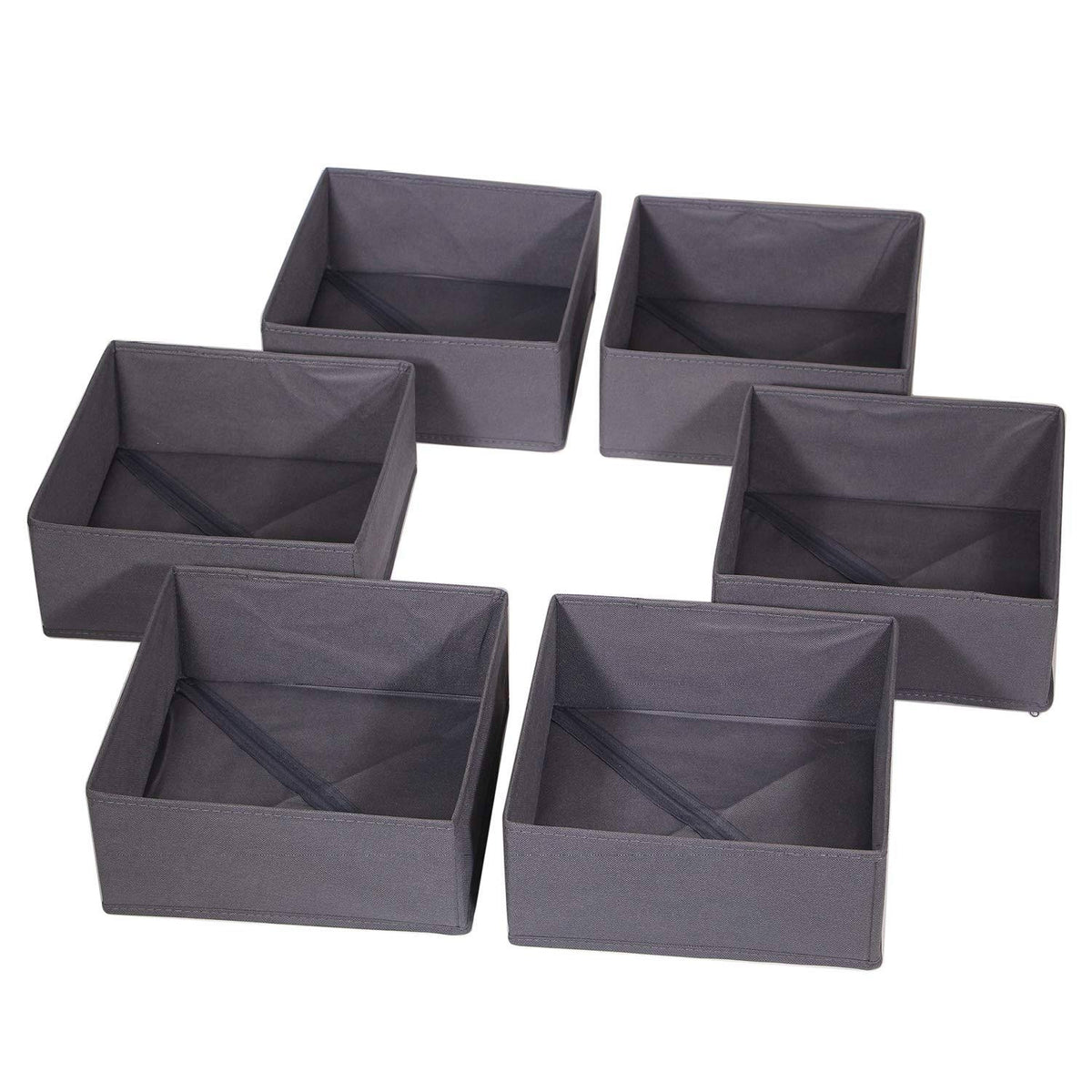 DIOMMELL 6 Pack Foldable Cloth Storage Box Closet Dresser Drawer Organizer Divider Fabric Baskets Bins Containers for Baby Clothes Underwear Bras