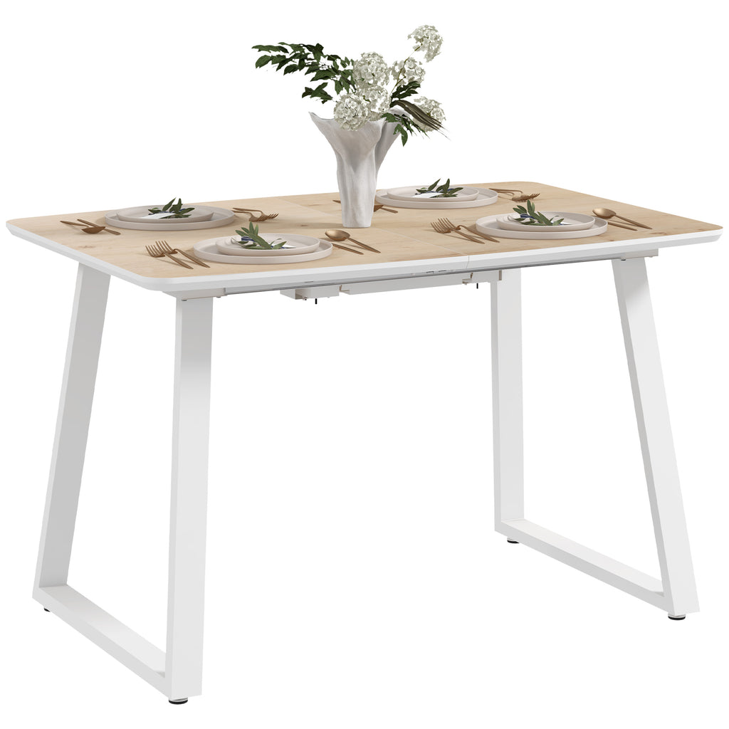 HOMCOM Klappbarer Esstisch, ausziehbar, industrieller Stil, MDF-Holzoptik, Metall, 120-160 x 80 x 76 cm, Eiche