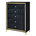 Better Home Products Monique Velvet Upholstered 5 - Drawer Chest in Black