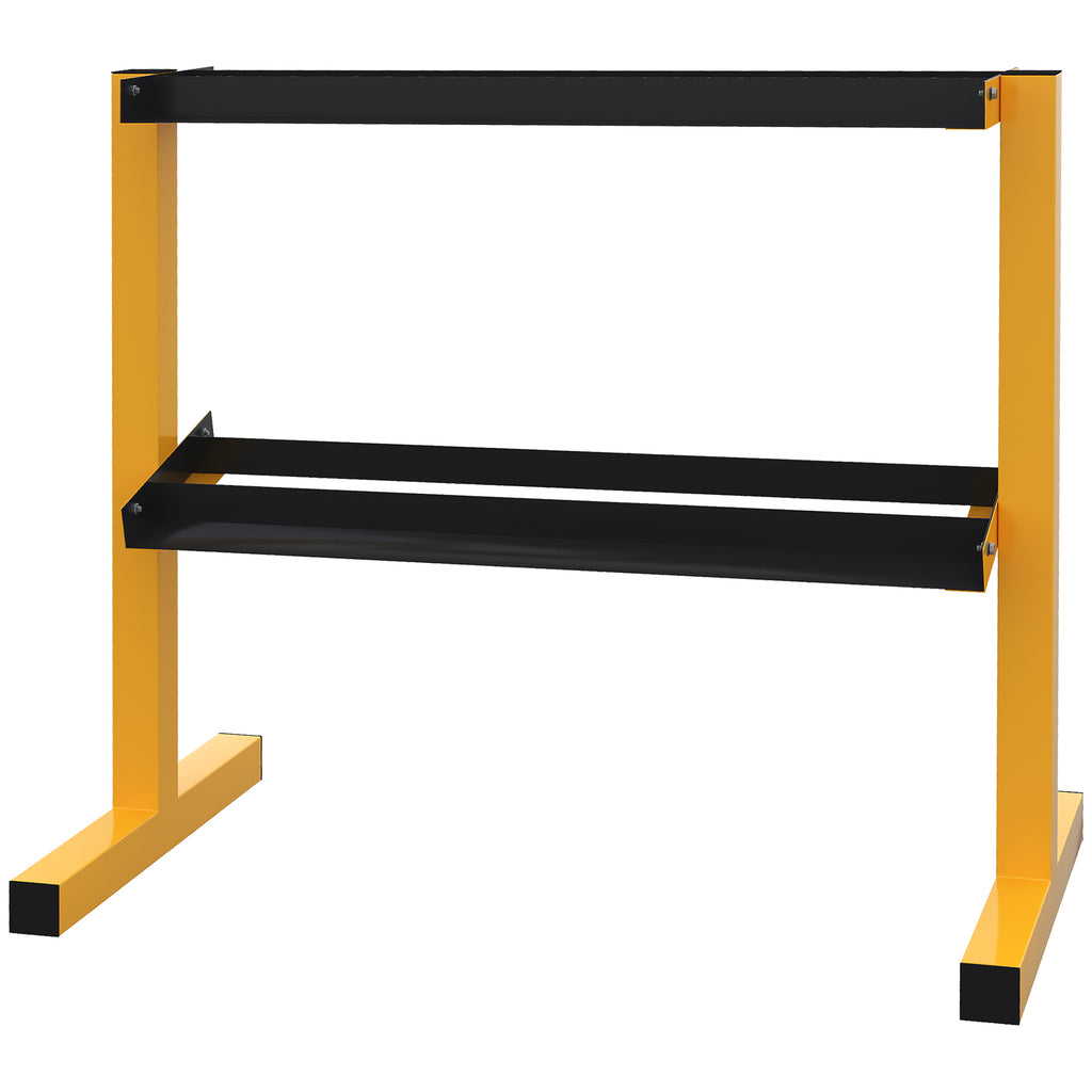 SPORTNOW Hantelablage für Kurzhanteln, bis 270 kg, 2 Ablagen, Stahlrahmen, gelb, 92,5 x 50,5 x 80,5 cm