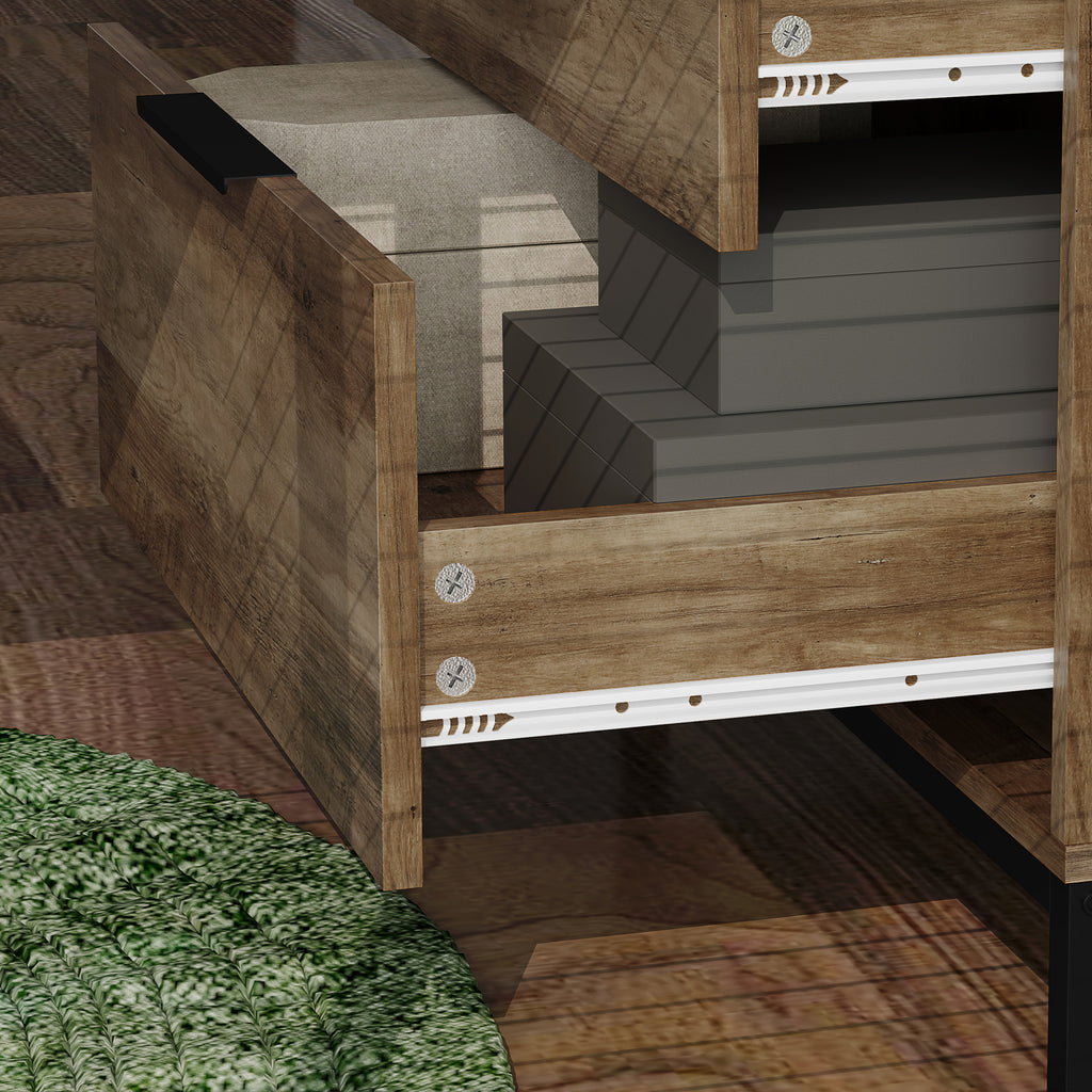 HOMCOM Schubladenkommode mit 3 Schubladen Antikippsystem und Schwarzen Griffen, aus Holz und Metall, 62x35x82 cm, Dunkelbraun