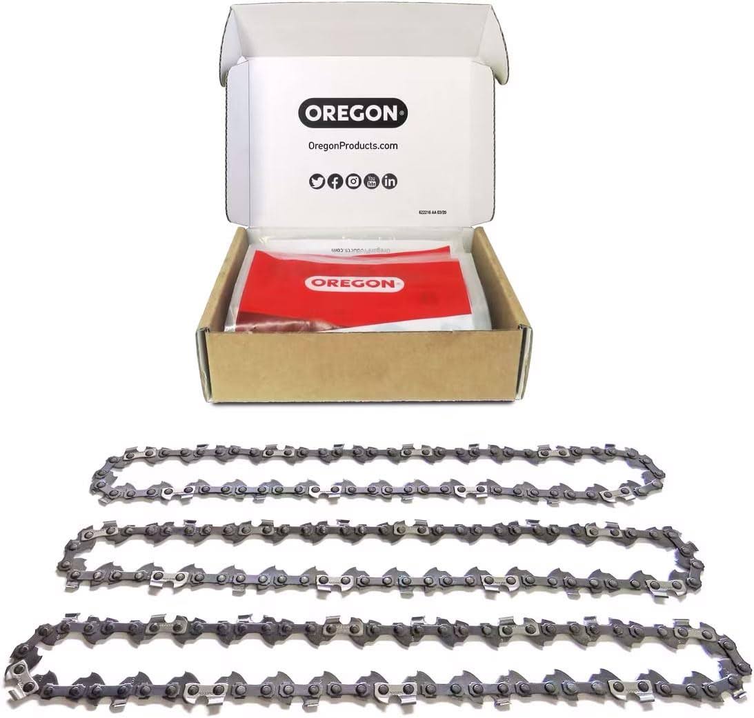 Oregon S62x3 3-Pack AdvanceCut Chainsaw Chains for 18-inch Bar - 62 Drive Links C Low-Kickback, Fits Husqvarna, Echo, Poulan, Craftsman and More